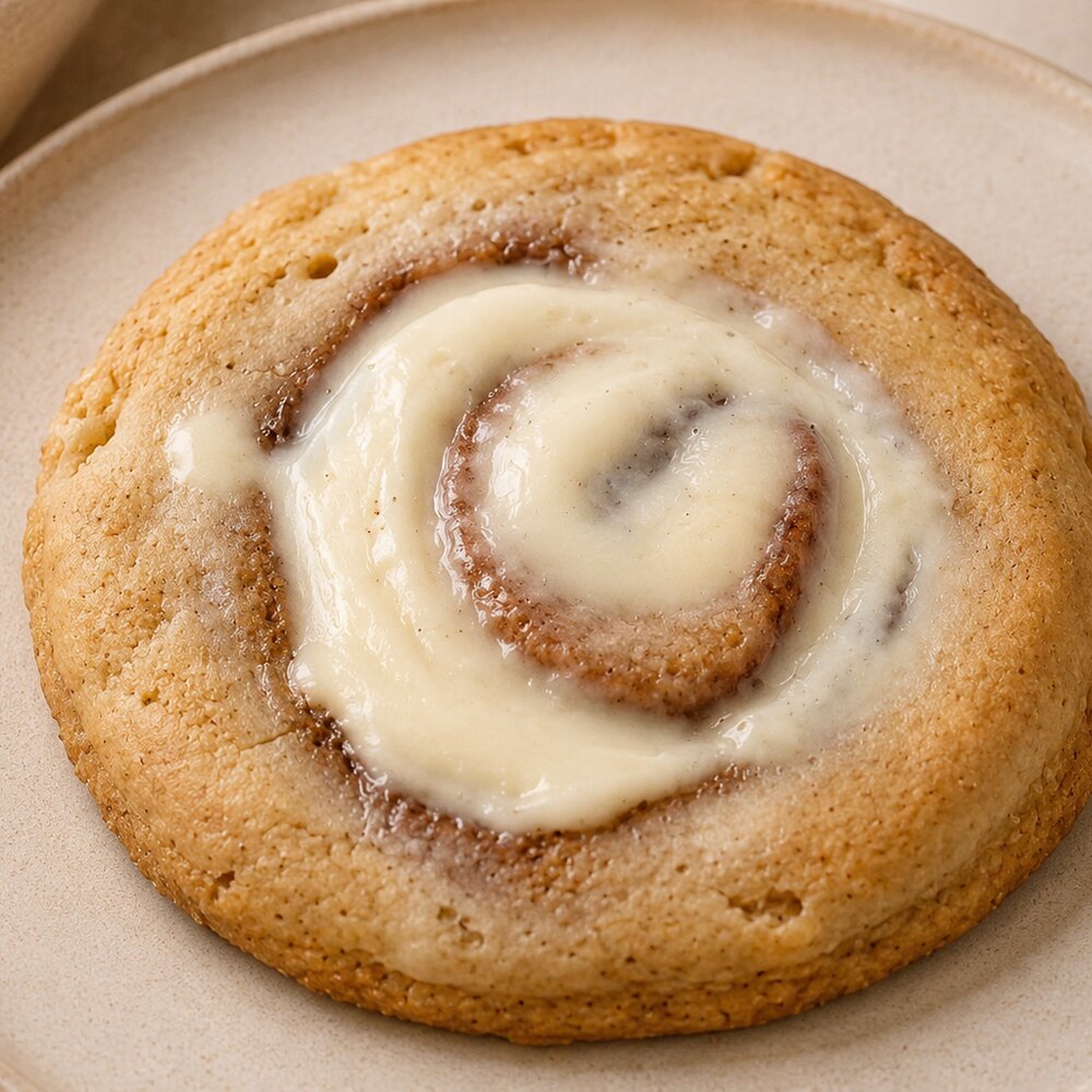 Cinnamon roll cookie with cream cheese icing